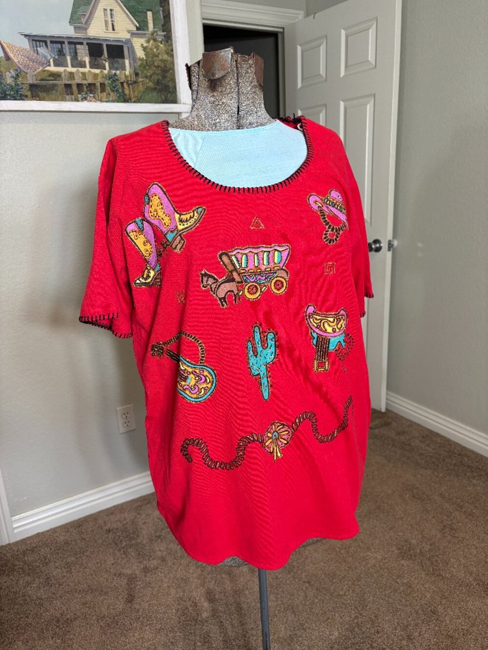 Vintage California Happening Western Glitter Embellished Top sz L